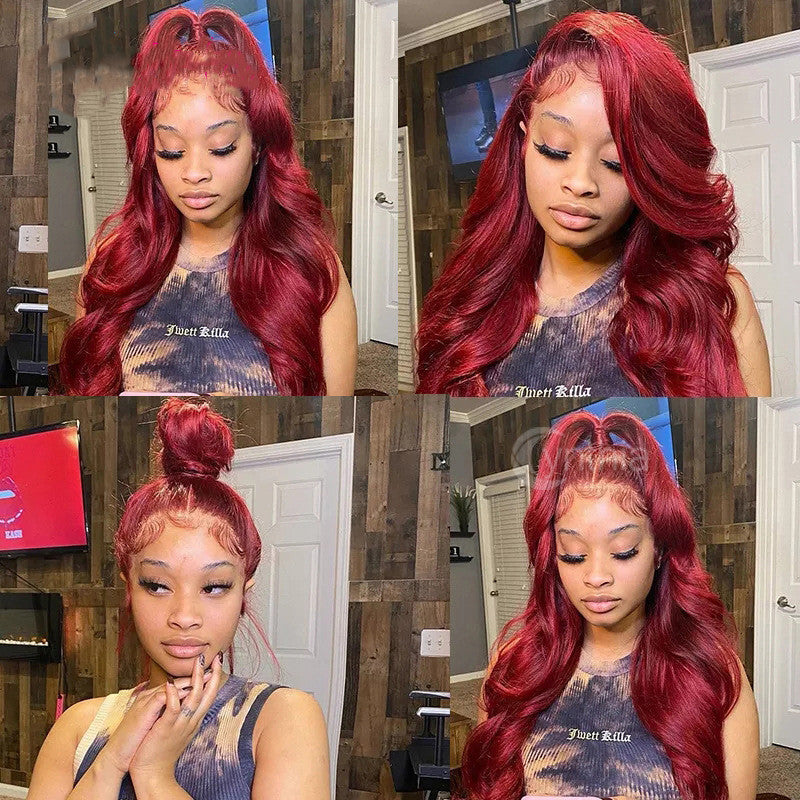 Red Human Hair Lace Front Wig