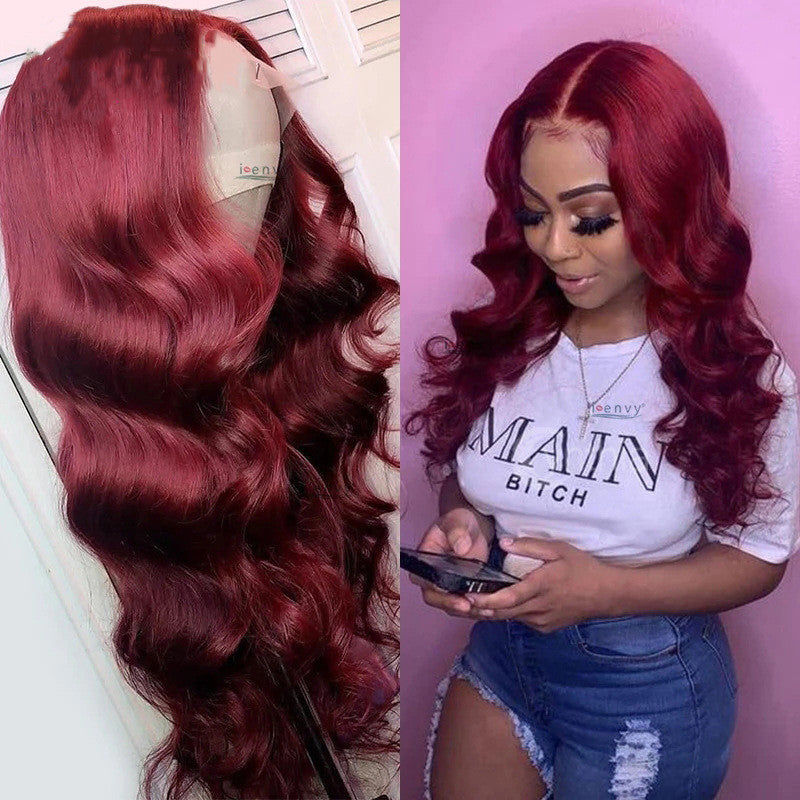 Red Human Hair Lace Front Wig