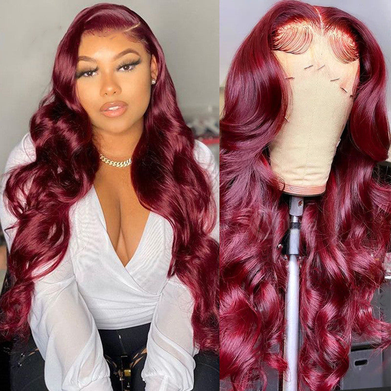 Red Human Hair Lace Front Wig