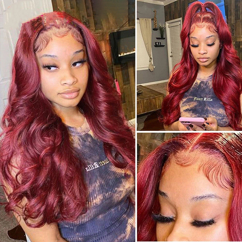 Red Human Hair Lace Front Wig